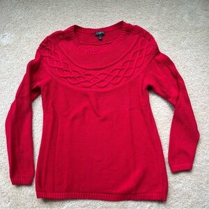 Talbots Red Fair Isle Nordic Yoke Red Tunic Sweater - Size S Petite - EUC